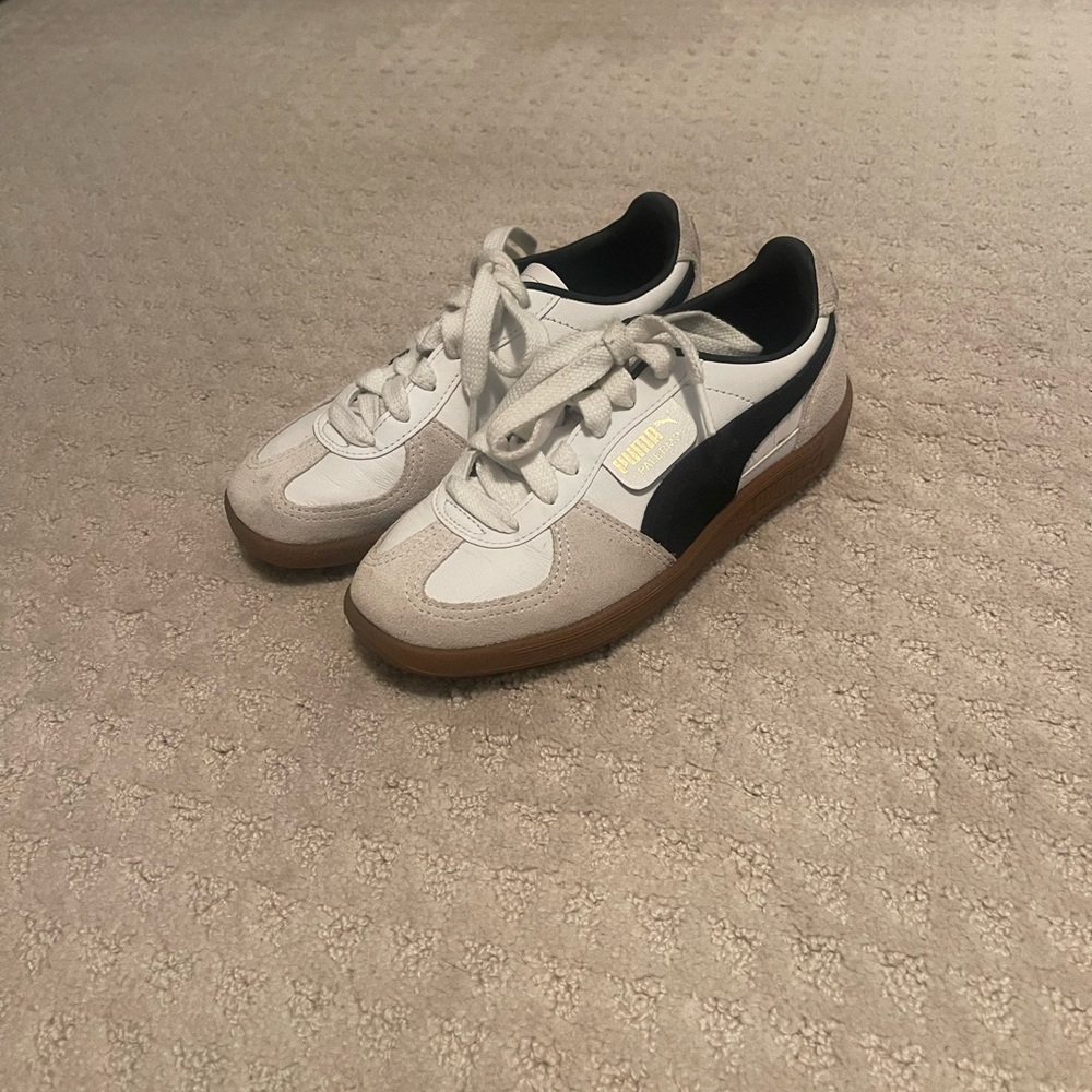 Puma Women White and Black Sneakers with Gum Sole